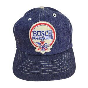 Vintage Anheuser Busch Bavarian Beer Patch Denim Snapback Trucker Cap Hat USA